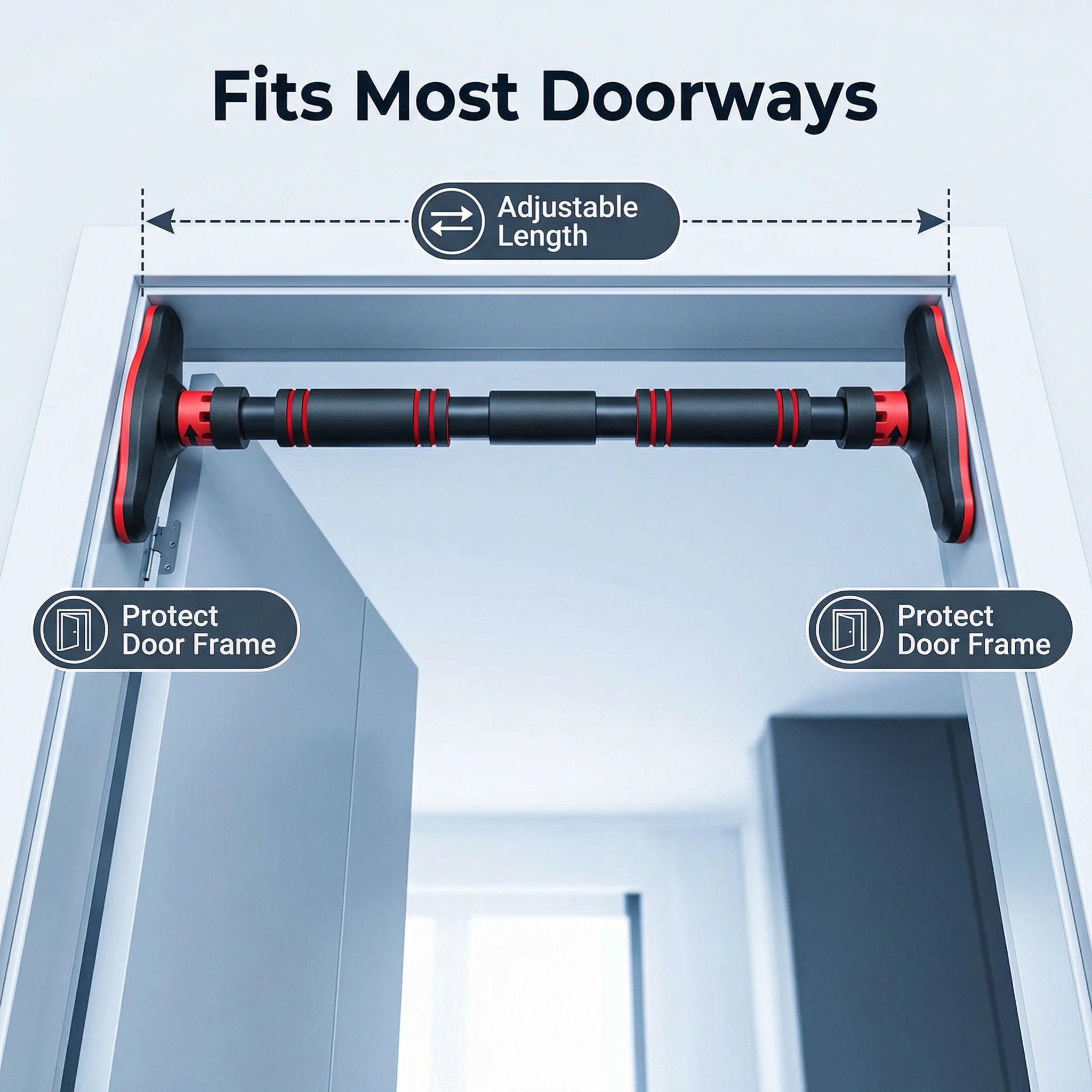 Door Pull Up Bar No Screw - Barra per trazioni multifunzionale da porta,