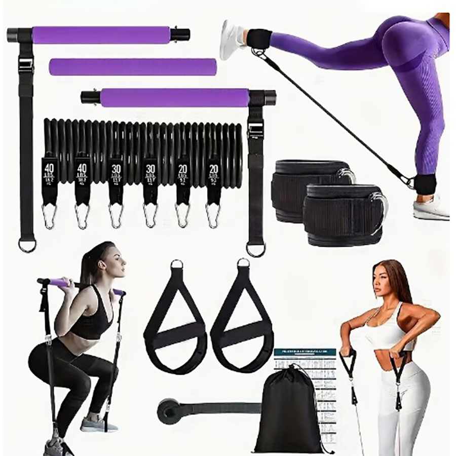 Pilates Bar Kit With Resistance Bands - Set di Bande di Resistenza da