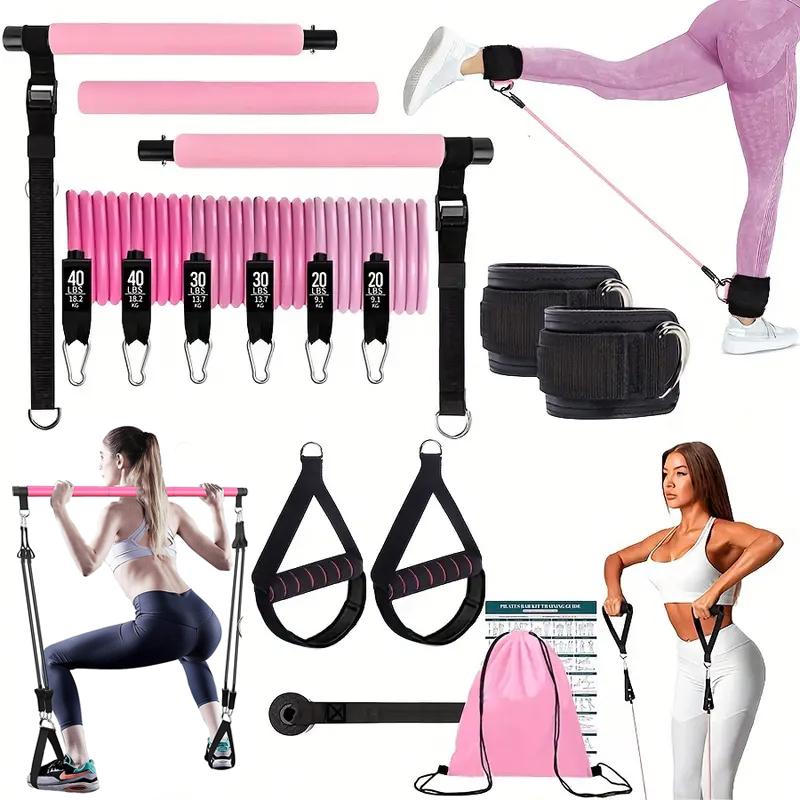 Pilates Bar Kit With Resistance Bands - Kit Multifunzionale per Pilates con Barra