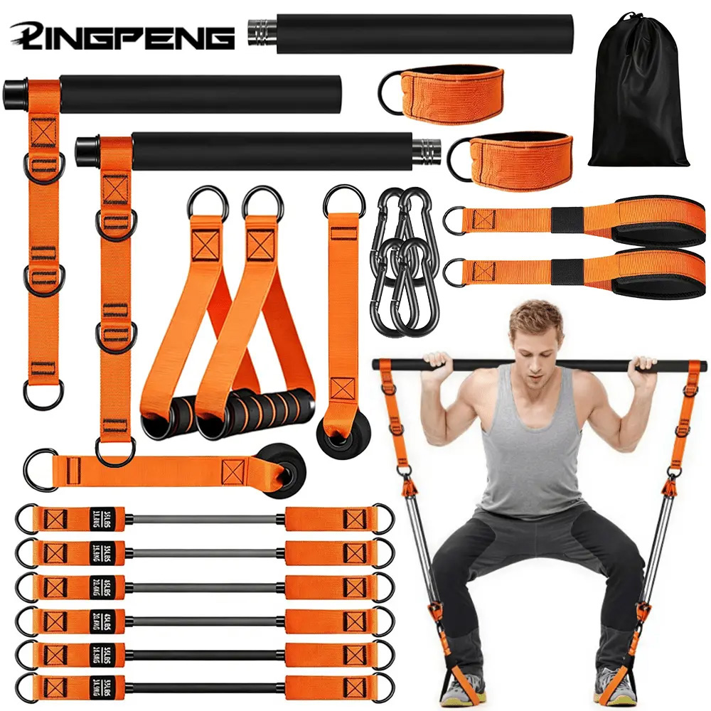 Pilates Bar Kit With Resistance Bands - Set Pilates Domestico con Fasce di
