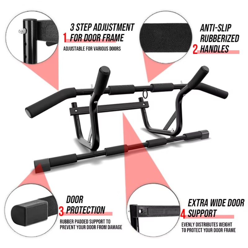 Door Pull Up Bar No Screw - Barra per trazioni con maniglie imbottite