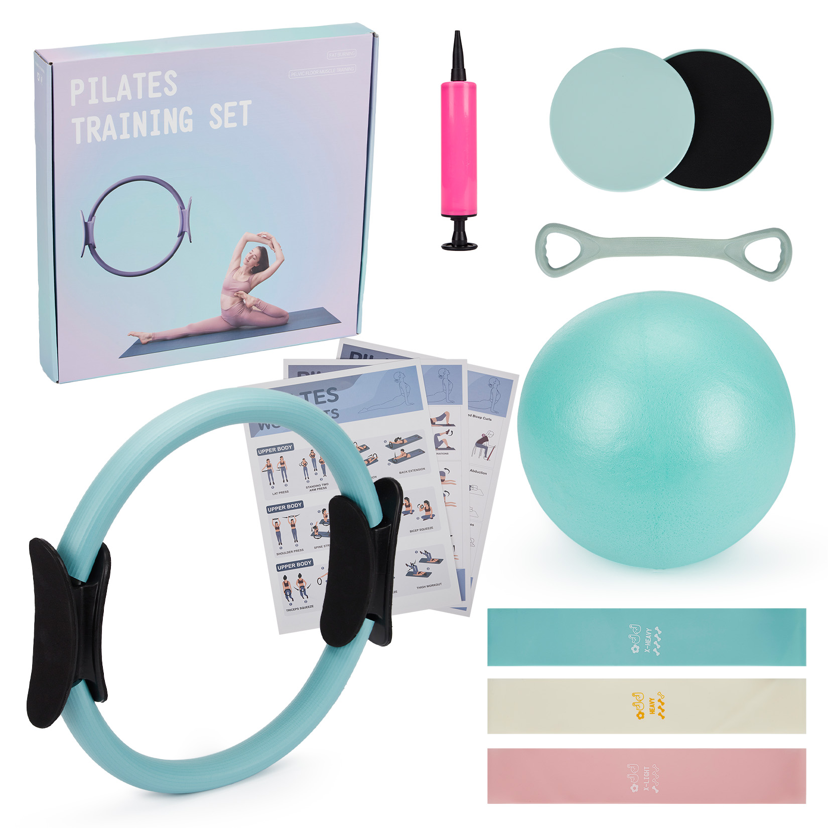 Pilates Bar Kit With Resistance Bands - Set per Allenamento Pilates, Anello Pilates