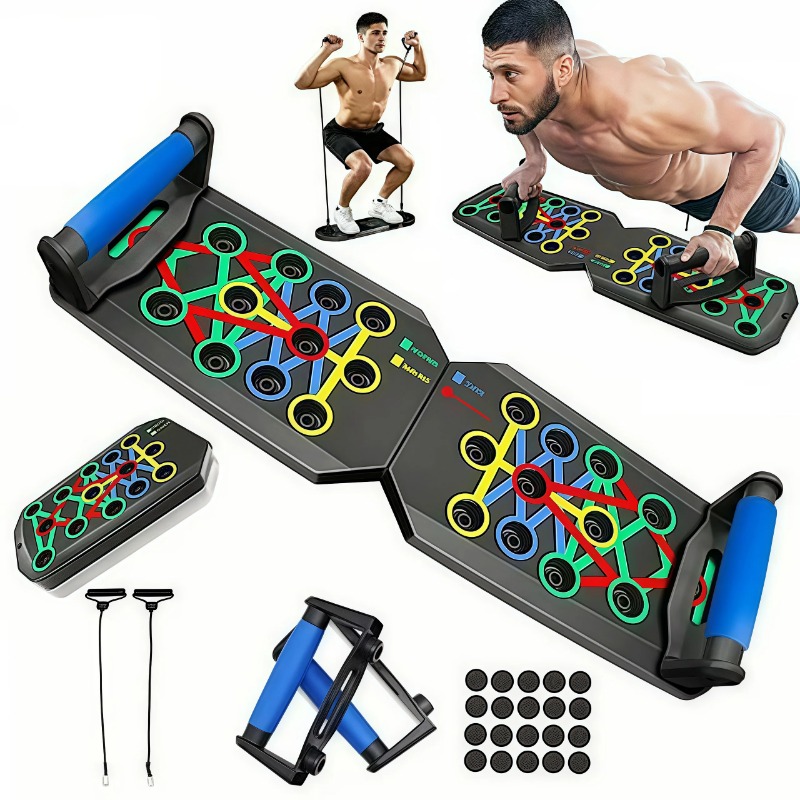 Push Up Board Foldable Multi Function - Tavola pieghevole per flessioni con bande